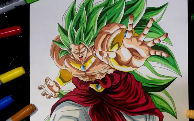 手绘【龙珠超宇宙】布罗利超级赛亚人三(原谅绿)!