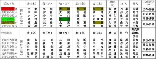五输穴表