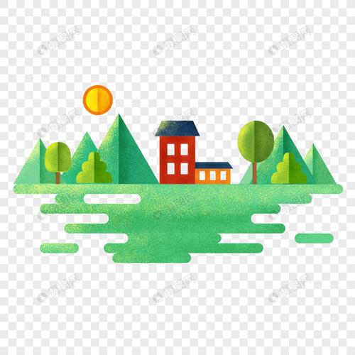 免抠元素 手绘/卡通元素 手绘水彩几何风景画.psd 860_860