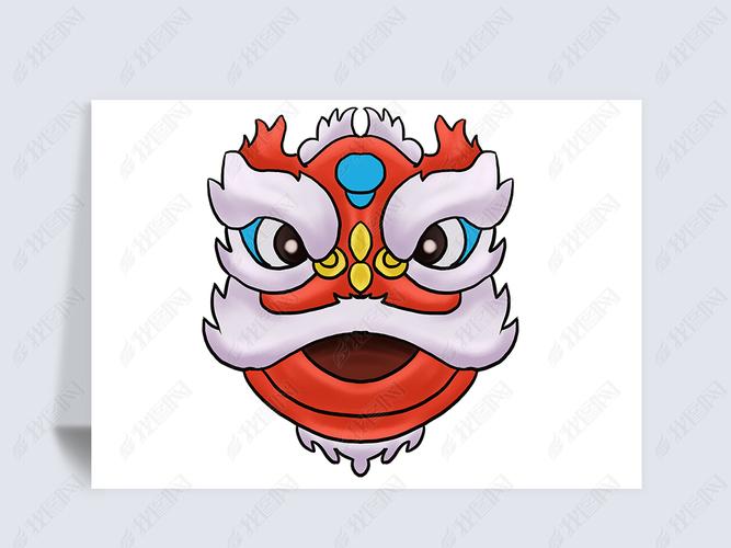 原创国潮风新年元素醒狮春节喜庆手绘插画免抠元素版权可商用