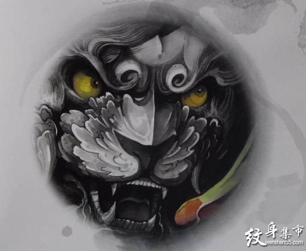 唐狮纹身唐狮纹身手稿唐狮纹身手稿图案