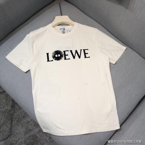 罗意威loewe龙猫煤球灰尘精灵字母短袖t恤