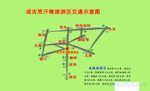 成吉思汗陵旅游区交通示意图高清版大地图