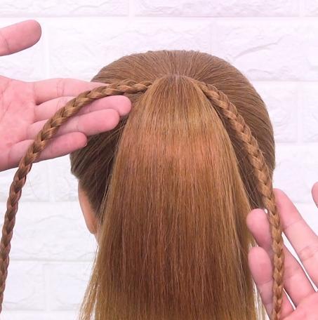 环形马尾扎法 儿童编发公主发图解-马尾辫编法-头发编