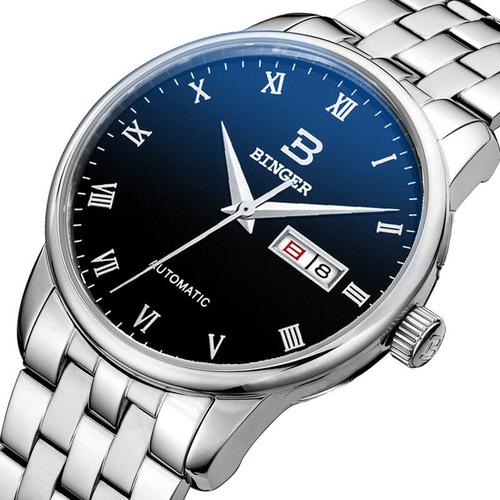 时尚运动男表原装宾格定制机芯学生男生腕表 本色钢带黑面【图片 价格