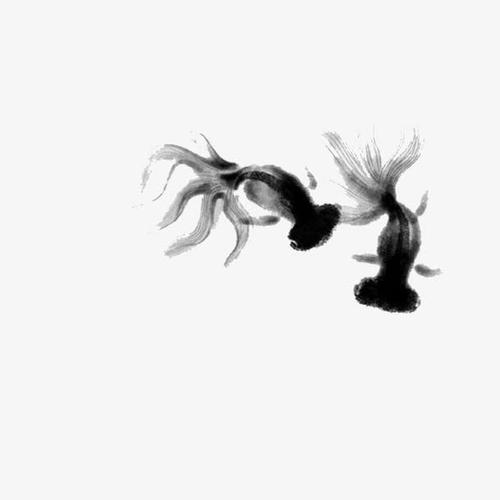 中国画水墨金鱼