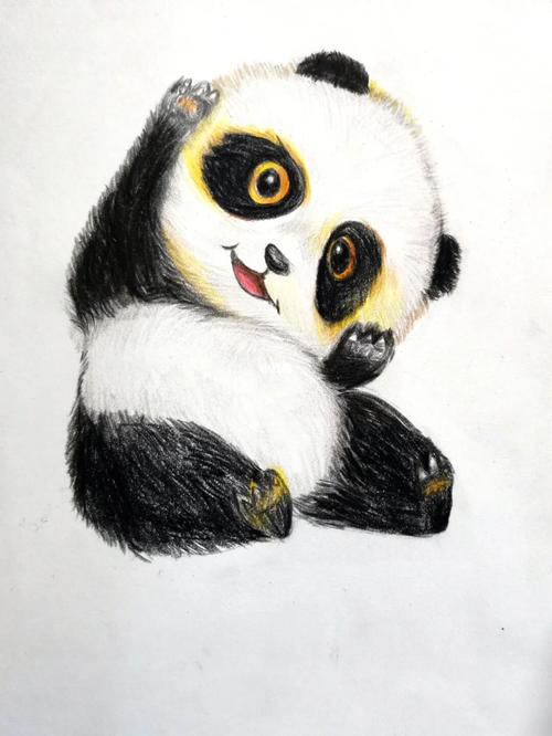 彩铅 熊猫 动物_彩铅_熊猫_文案_智能手机_摸鱼_文化