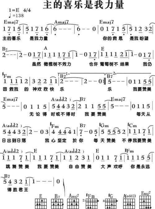 《主的喜乐是我力量》-美歌在线听-下载-歌谱-收藏豆