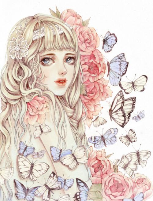 彩铅手绘图片人物动漫人物图片