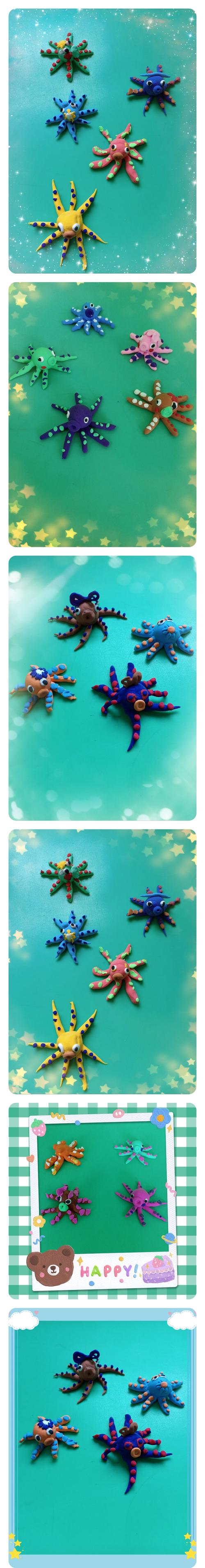 大风车幼儿园花花班一 好玩的手工彩泥《八爪鱼》