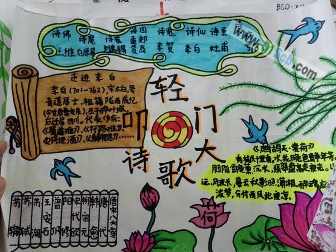 轻叩诗歌的大门手抄报图片,内容