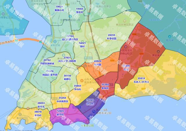 收藏青岛各区域板块房价地图上