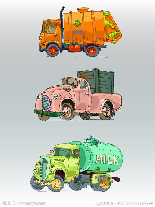 卡通车 洒水车 垃圾车图片