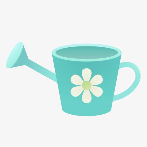 一个手绘的绿色洒水壶