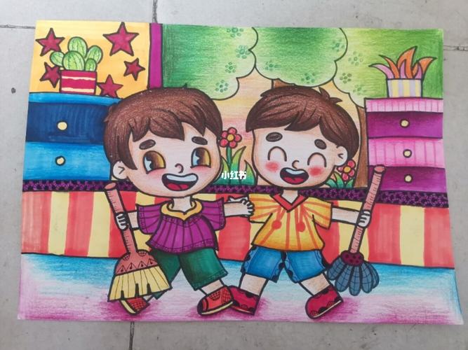 《今天我值日》_幼师_儿童画_幼师儿童画_文化_绘画