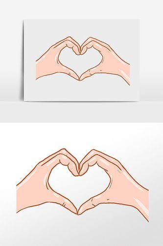 手绘手指动作比心手势插画图片下载