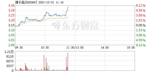 獐子岛12月31日盘中涨幅达5