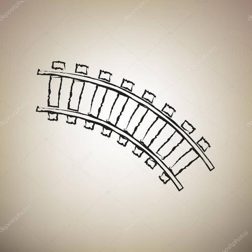 弯曲的轨道.向量.画笔绘制黑色图标在 l