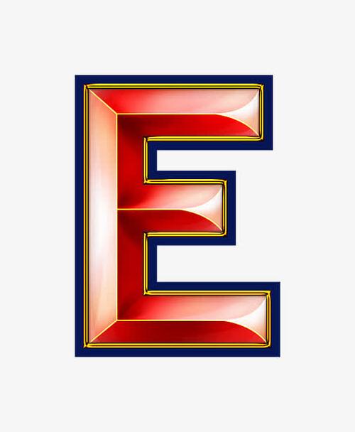 红色立体字母e