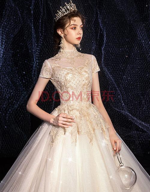 〒〒轻主婚纱礼服裙2019新款新娘森系超仙梦幻豪华奢侈冬季简约星空女