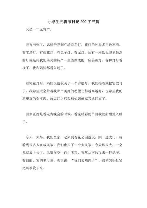 小学生元宵节日记200字三篇