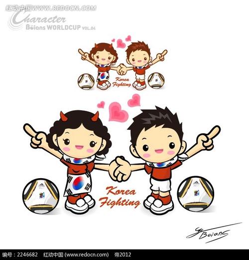 男孩女孩和足球手绘矢量素材