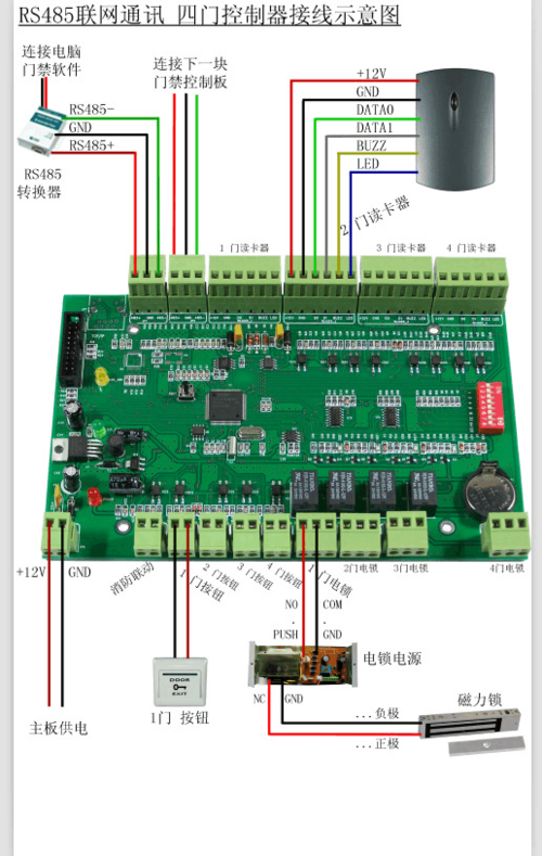 门禁控制器接线示意图