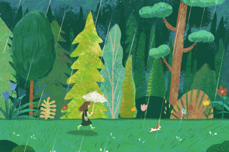 梅首相森林下雨天gif高清图片