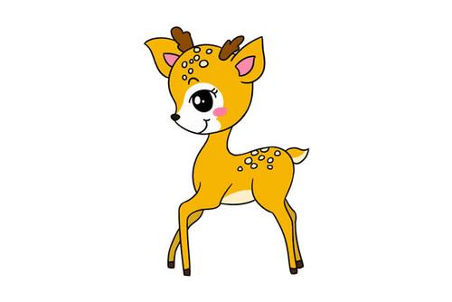 关于卡通梅花鹿简笔画彩色画法图片 梅花鹿的画法