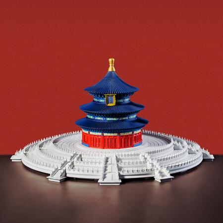 小米 千年榫营造积木 祈年殿 经典中国古建筑 1:200比例还原 彩色