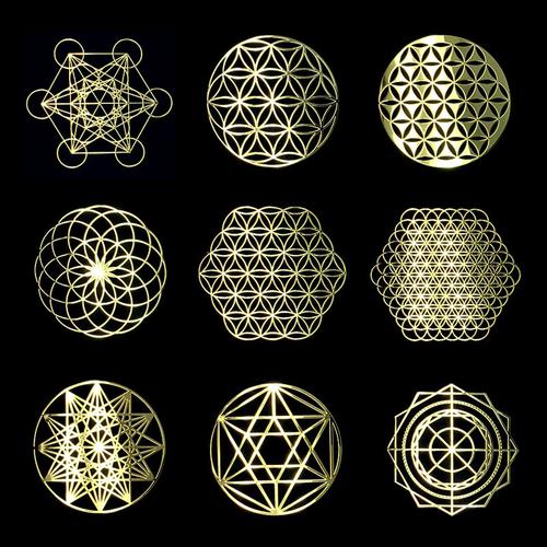 生命之花手机贴纸能量符号金属贴片神圣几何图案灵性冥想奥根材料