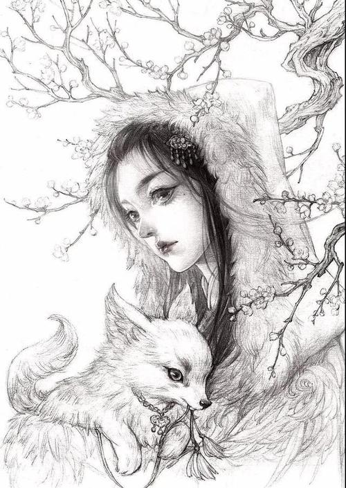 唯美古风《半面妆》插画,有些容颜望一眼就终身思念因此