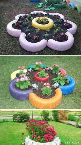 旧轮胎变出一个花园,这个创意可以学一学