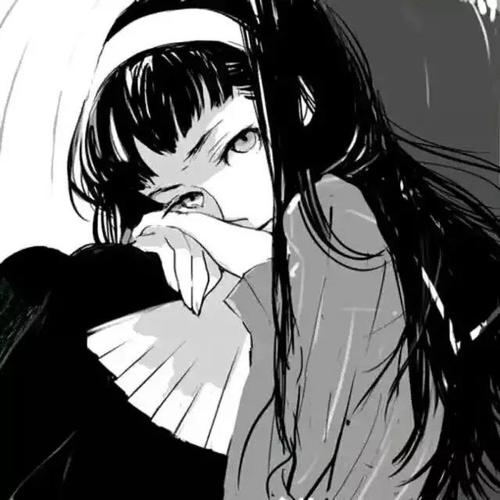 抖音热门漫画黑白女头像