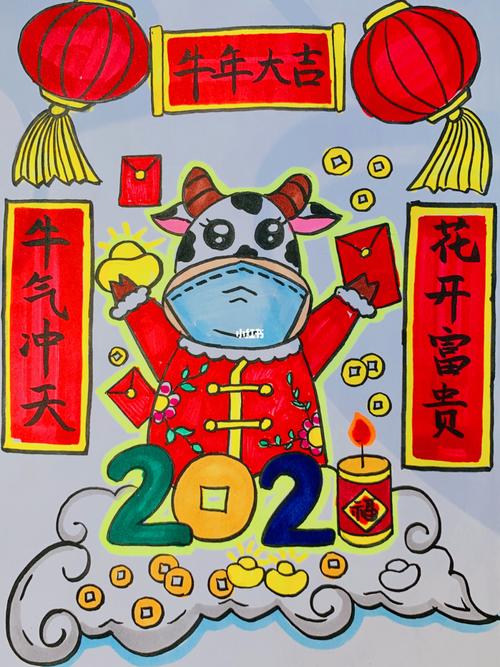 春节主题画_儿童创意画_文化_绘画