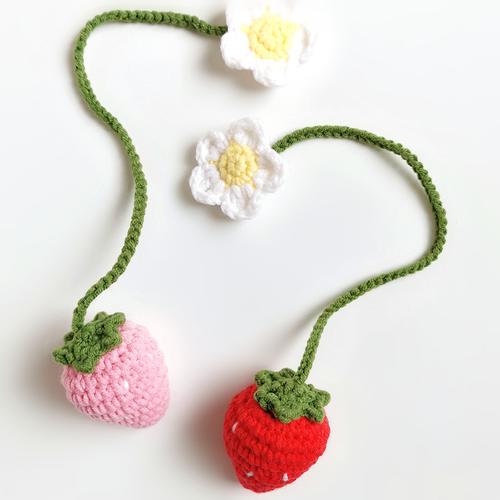 工博手工制作diy毛线钩针编织草莓挂件书签花礼物勾线视频材料包