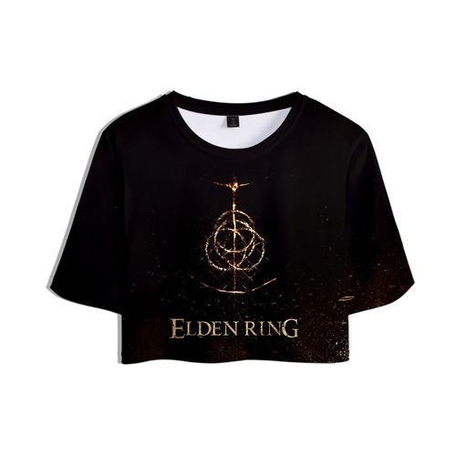 跨境专供2019新款 elden ring 热门游戏周边 3d印花性感露脐短袖