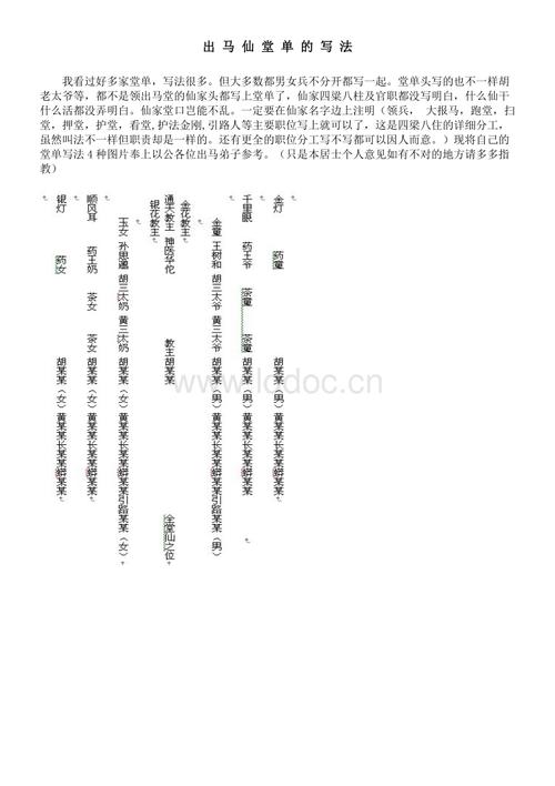出马仙堂单的写法09.9.doc