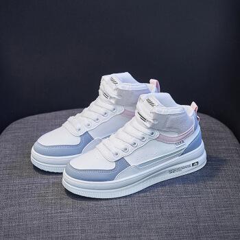 春秋鞋女初中女生小白鞋中学生平板鞋女高帮休闲鞋女孩平底布鞋韩版