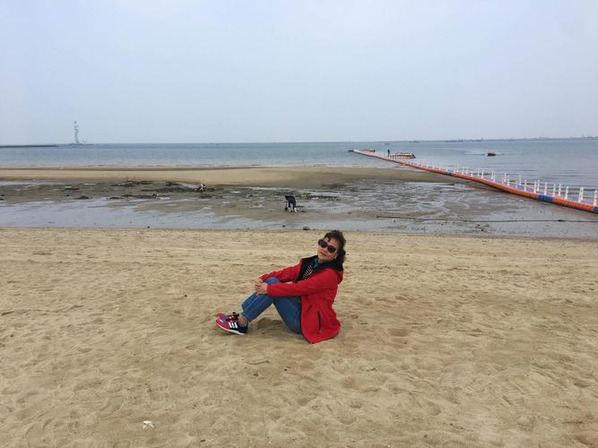 辽宁营口白沙湾金色沙滩,山海广场和古镇