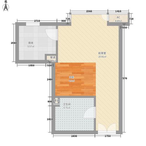 星源国际0室0厅1卫1厨52.00㎡户型图