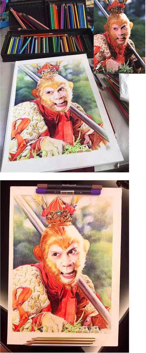 西游记孙悟空彩铅 马克笔手绘