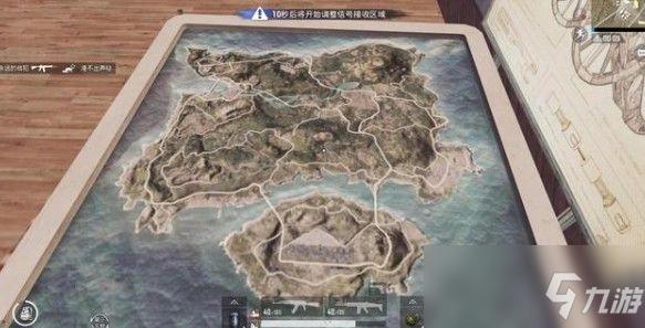在迫击炮的旁面,是一张海岛地图的鸟瞰图.
