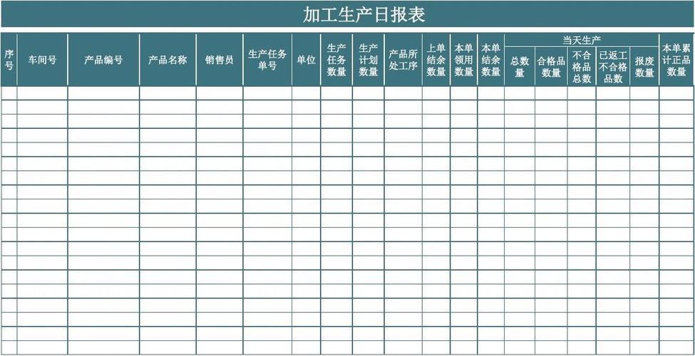 加工生产日报表-工作计划表
