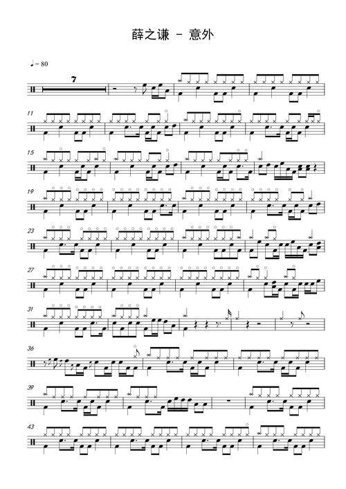 薛之谦–意外高清架子鼓谱完整版