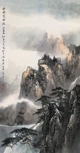 乐震文中国山水作画