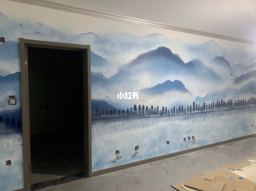 唐山墙绘家装电视背景墙设计手绘案例_家装_背景墙_手绘_凤城·天鹅湖