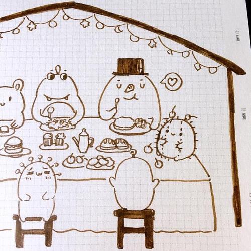 一起晚餐简笔画