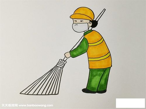 人物简笔画 环卫工人简笔画有颜色