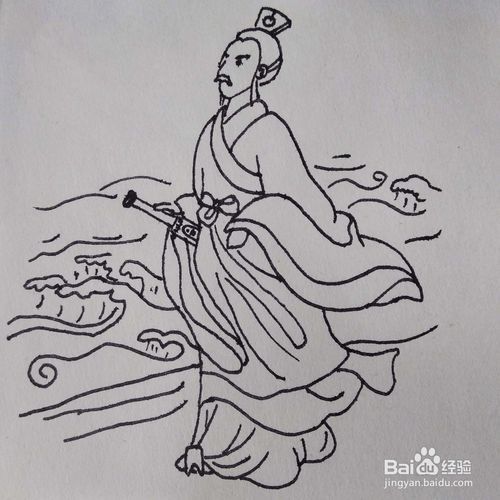 怎么画古代很有风骨的古人屈原卡通儿童简笔画